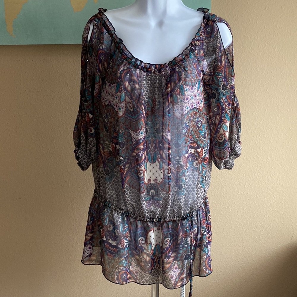 Guess sheer tunic cold shoulder
